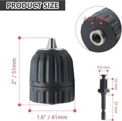 3/8″ Keyless Drill Chuck Adapter with 1/4″ Hex Shank for Impact Drivers
