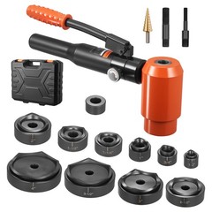 Uimoso Hydraulic Knockout Punch Set, 15 Ton, 1/2″ to 4″ with 10 Dies