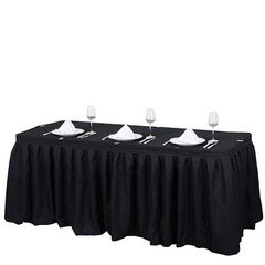 Black 14 feet POLYESTER PLEATED TABLE SKIRT Tradeshow Wedding Catering Supplies