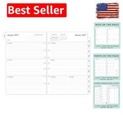 2027 Weekly & Monthly Planner Refill, 5-1/2″ x 8-1/2″, Jan 2027 to Dec 2027, …