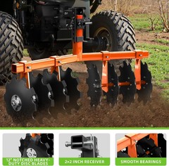 Disc Plow Harrow Universal Receiver Mount Height Heavy Duty Width Cut Disc Plow