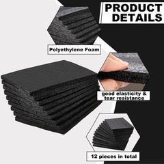 Frienda 12 Pcs 12″ x 8″ x 0.5″ Polyethylene Foam Sheet Thick Black Packing Foam