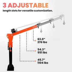 1100lbs Pickup Truck Crane 2000 lbs w/ Electric Winch Jib Crane for Factory
