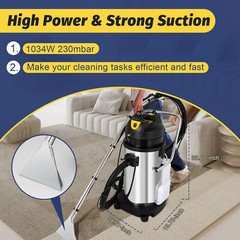 40L 3in1 Commercial Carpet Cleaning Machine,Steam Vacuum Cleaner Extractor
