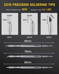 Fanttik C210 Soldering Iron Tips, Replacement Solder Tips for T1 Max, C210-K/I/I