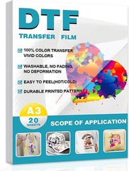 20 Sheets A3 DTF Transfer Film (11.7″x16.5″) Matte, Cold/Hot Peel Transfer Paper