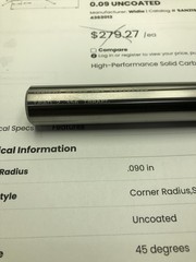 NEW HANITA 3/4″x1″x2-1/4″x6″OAL 2 Flute Carbide End Mill (FOR ALUMINUM).