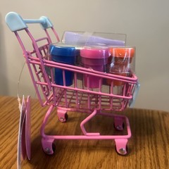New Mini pink Shopping Cart for Desk Top Teacher Office 4.72” Stamps mini book