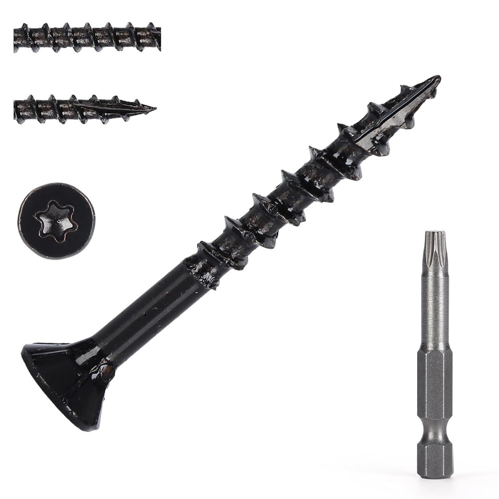 Wood Screws #8 X 1-1/2’’, T25 Star Torx Drive Flat Head Deck Screws, Green, 165P