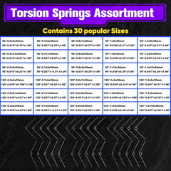 120Pcs Torsional Springs Assortment Kit, Stainless Steel Torsion Springs, Mechan
