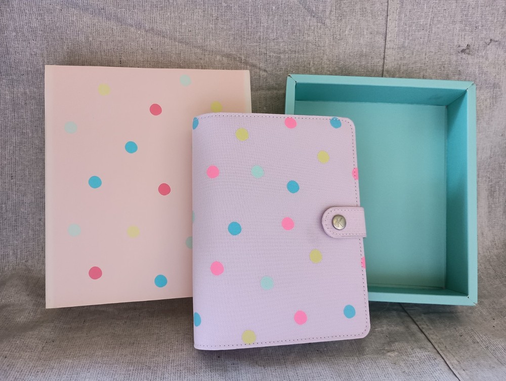 NIB Kikki K Purple Multicolor Spots Canvas Personal Planner Notebook Calendar
