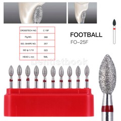 10pcs Dental Diamond Bur FG 368-023F Fine Grit Football Cutting High Speed Burs