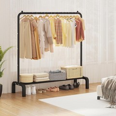 Stylish Black Clothing Rack with Bottom Shelf for Efficient Garment Organization