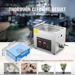 VEVOR 10L Ultrasonic Cleaner with Timer Heating Machine Digital Sonic Cleaner