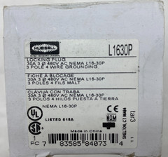 Hubbell L1630P 30A Locking Plug NEMA L16-30P 3P4W