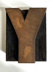 Vintage Letterpress WOOD LETTER Y “Y” PRINT TYPE Printing 2″