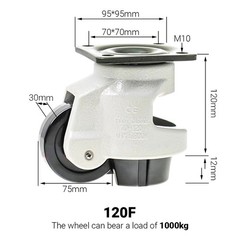 4X Leveling Machine Caster with Rubber Pad Retractable Workbench Caster Wheel