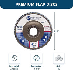 Benchmark Abrasives 4.5″ x 7/8″ Premium Zirconia T29 Angled Flap Discs 4 1/2 for
