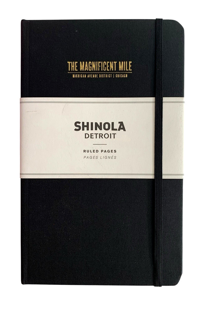Shinola Detroit Medium Jet Black Hard Ruled Journal 192 Pages 5.25″ x 8.25″ Logo