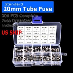 100Pcs 5x20mm Quick Blow Glass Tube Fuse Assorted Kits Fast Action Glass Fuses