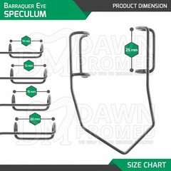 Barraquer Eye Speculum 5 Pcs Set 10,12,15,20,25mm Ophthalmic ENT Inst German Gr