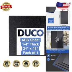 Robust 1/4″ ABS Plastic Sheet 24″ x 48″ Black Textured Matte, Thermoformable