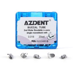 AZDENT Dental Orthodontic Bondable Buccal Tubes 1st 2nd Molar Roth/MBT 022