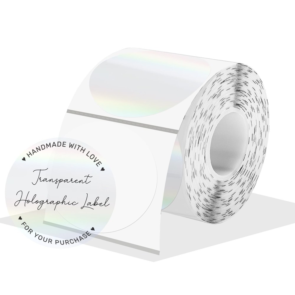 2″ Round Transparent Thermal Label Stickers, Holographic Clear Self-Adhesive …