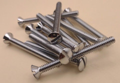 10-24 x 2″ Oval Head Slotted Chrome Brass Machine Screws (12 pack) NOS CBMS35