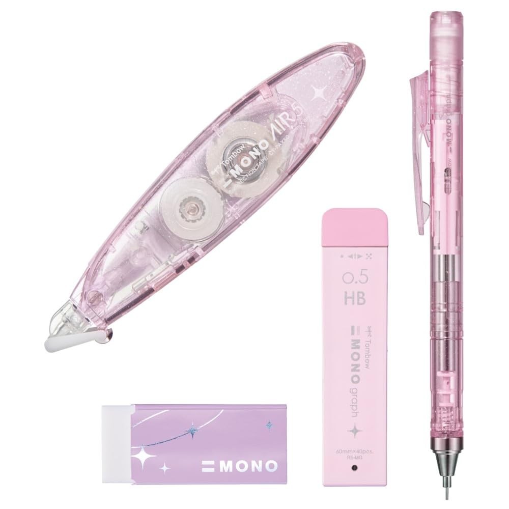 Tombow MONO Shimmer Edition Rose Pink Stationery 4-Piece Set PCC-443DAZ