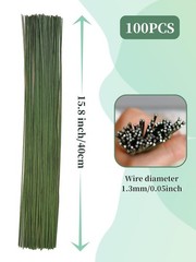 100 pcs 15.8in,18gauge Floral Stem Wire,Green Crafts Florist Wire Stems for A…