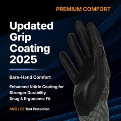 Nitrile Work Gloves Fn330 1 Pair 3dcomfort Stretchy Fit Firm Grip Thin & Lightwe