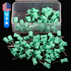 100pcs Dental Polishing Prophy Prophylaxis Cups Latch Type Rubber Polisher Green