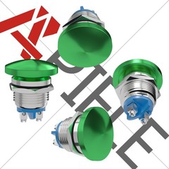 APIELE 19MM Mushroom Head Push Button Switch Momentary 19mm, Green
