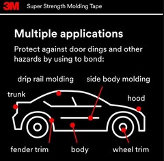 3M Automotive Super Strength Molding Tape, Double-Sided Adhesive, 1/2″ x 5 ft, 1