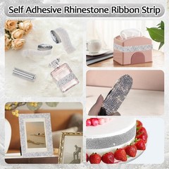7 Rolls Rhinestone Strips Rhinestone Ribbon Self Adhesive Adhesive Rhinestone…