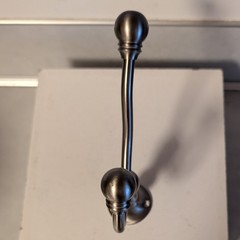Pottery Barn Double Wall Hook Brushed Nickel Finish NEW 6″ Made In Taiwan