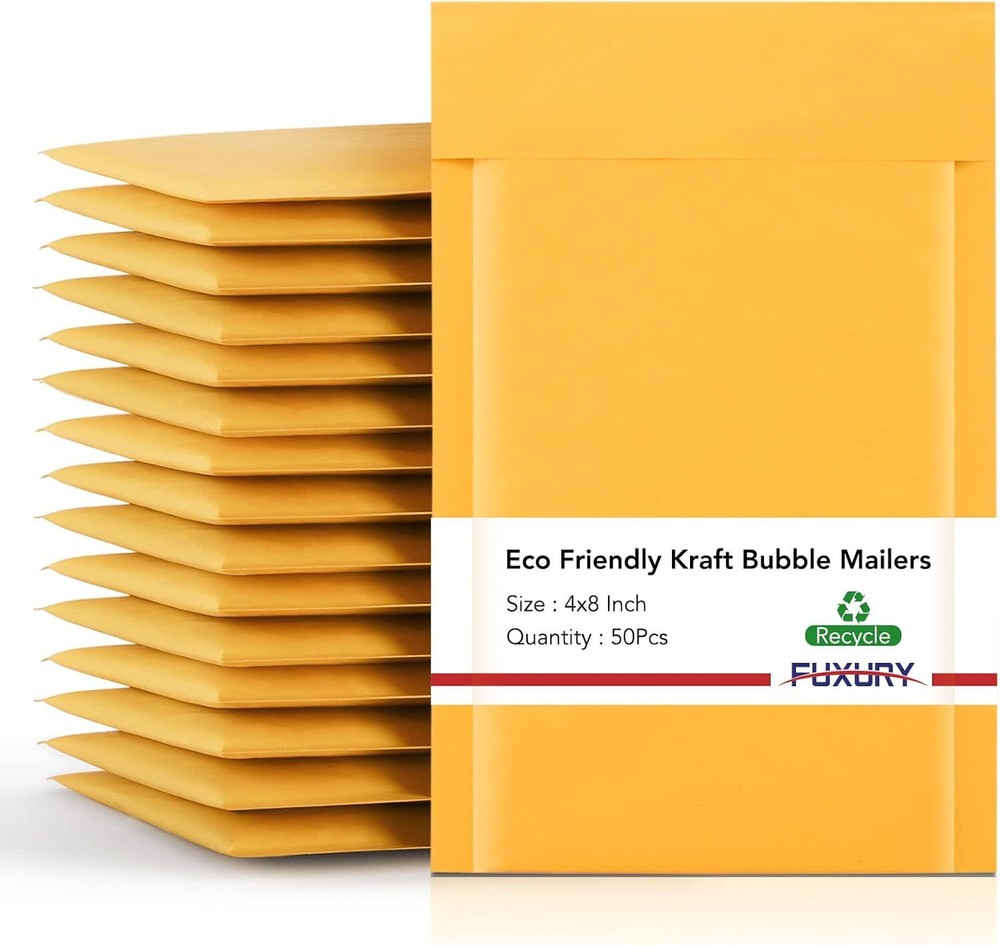 Kraft Bubble Wrap Mailers Padded Mailing Envelope Bags 4X8 Inches Pack Of 50