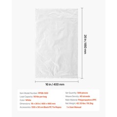 Uimoso 500 Pack Sandbags 16″ x 26″ 50lb Load Capacity Durable Empty Sand Bags