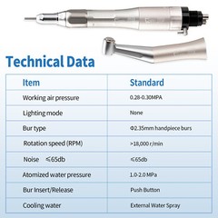 eLabPal Dental Slow Low Speed Handpiece Straight Contra Angle Air Motor 4Holes