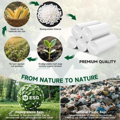 Small Trash Bags Compostable 2 Gallon – Unscented Biodegradable Garbage Bag R…
