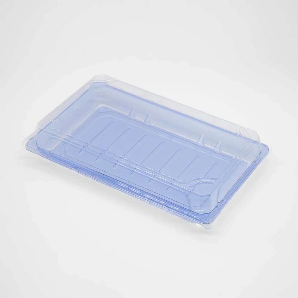 ST-5-015 Blue/Black/Sakura PET Sushi Trays with Lids 8.43″*5.24″*1.3″ in