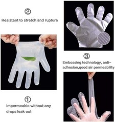 100 Pcs Plastic Gloves Disposable Hair Dye Gloves Clear Food Handler Gloves