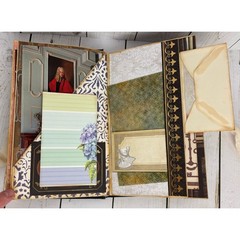 Handmade Regency Victorian Junk Journal Blue Gold Velvet Ribbon Tie