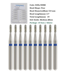 Dental Diamond Burs 330 Pear 830/010C 830/008M Medium Coarse Grit FG High Speed
