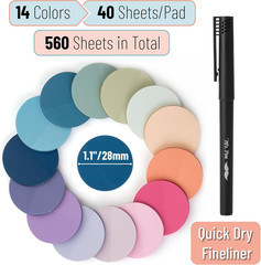 – round Transparent Sticky Notes, 560 Pcs, Pastel Colors, round Translucent Stic