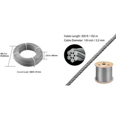 VEVOR T316 Stainless Steel Cable Railing 1/8″ 7×7 Steel Wire Rope 300/500ft