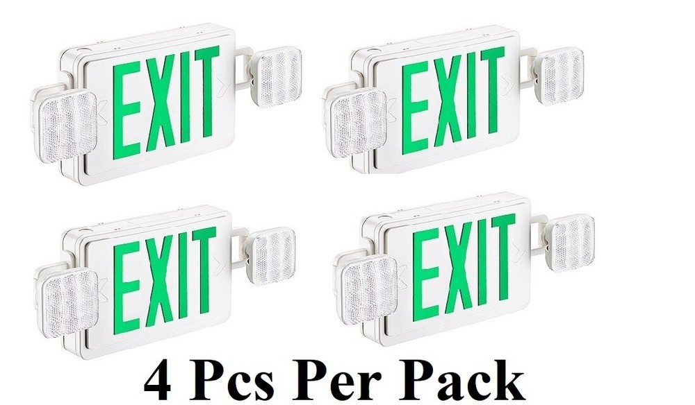 4Pcs-Pack LED EXIT Sign Light Combo with 3hrs Emergency back up