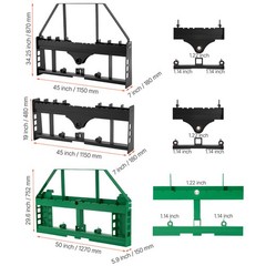 Uimoso Skid Steer Pallet Frame w/Hitch Receiver & Spear Sleeves for John Deere