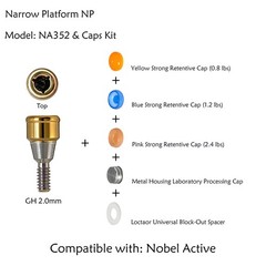 US Nobel Active Locator Overdenture Abutment Narrow Platform NP NA352 & Male Cap